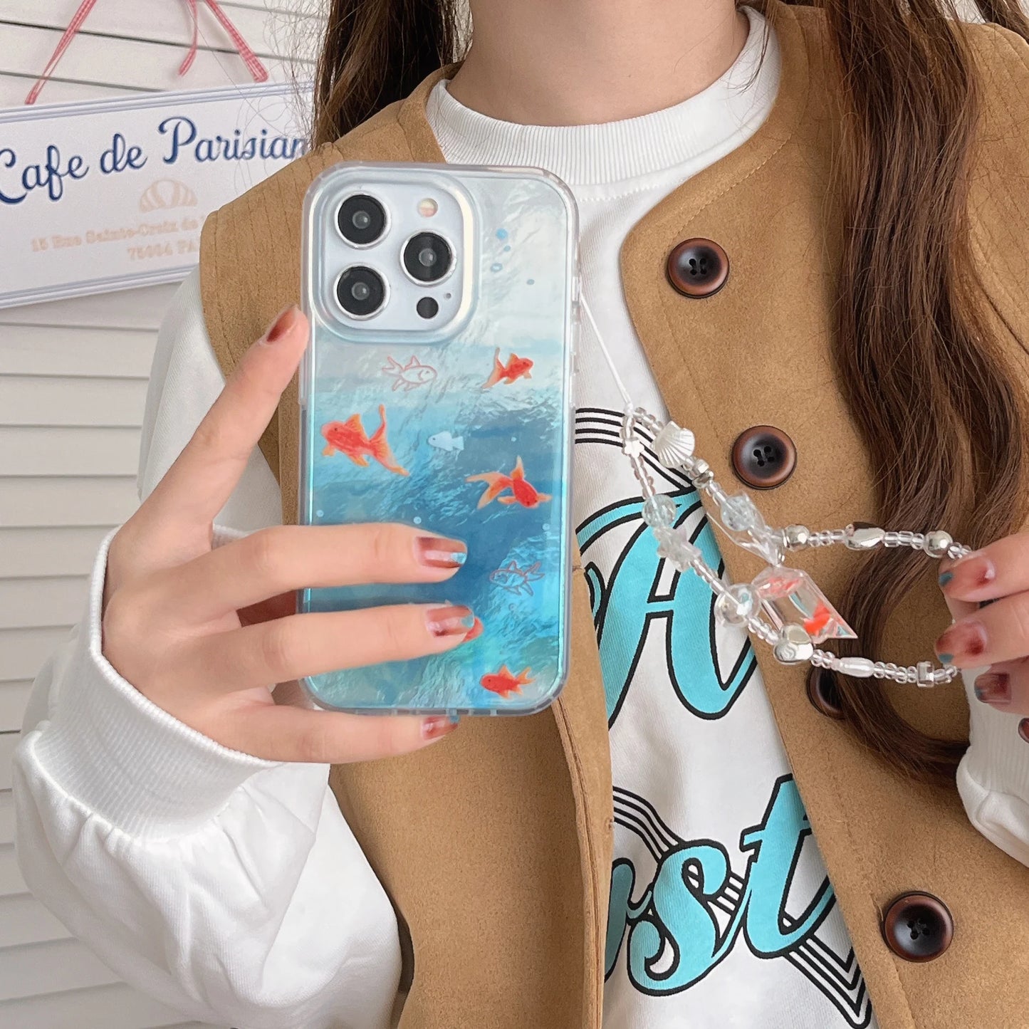 Auspicious Goldfish Ripple Chain Case for iPhone