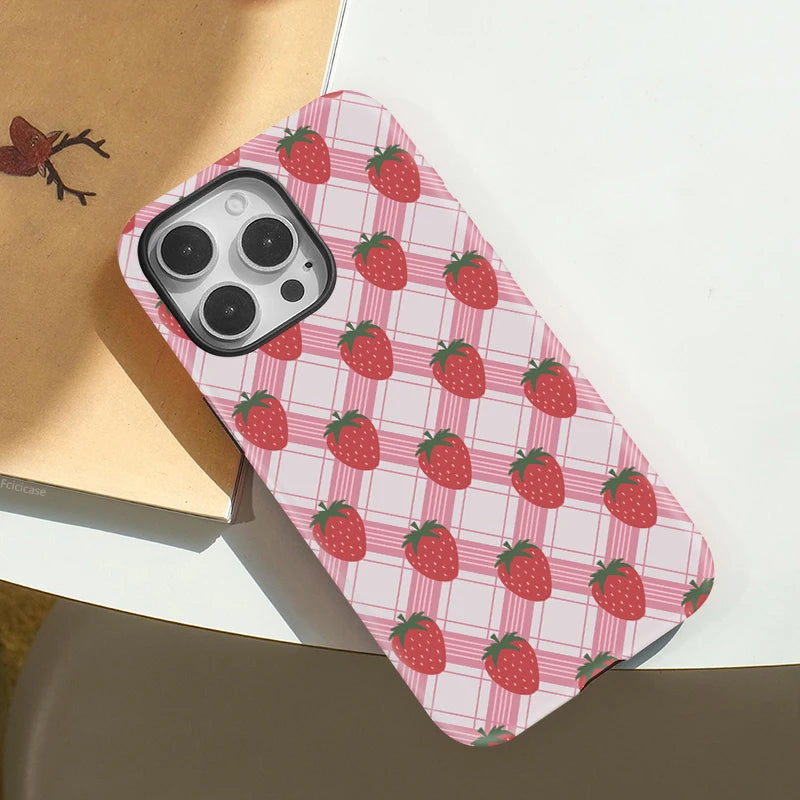 Magsafe Strawberry Grid Pattern Case for iPhone