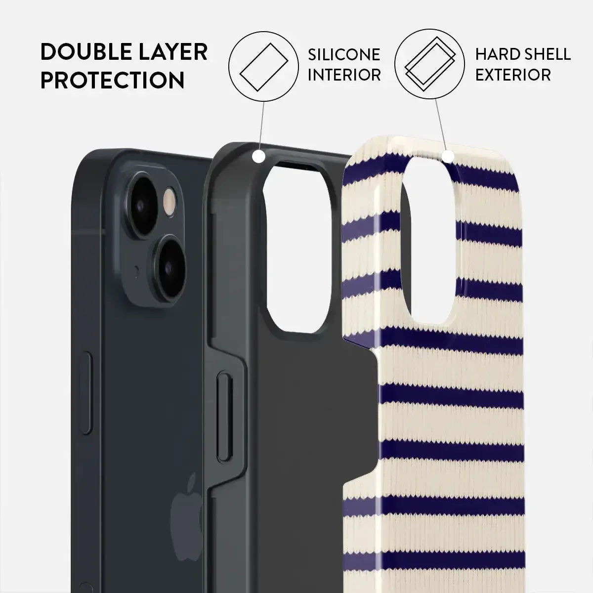 Magsafe Blue White Striped Sweater Phone Case For iPhone