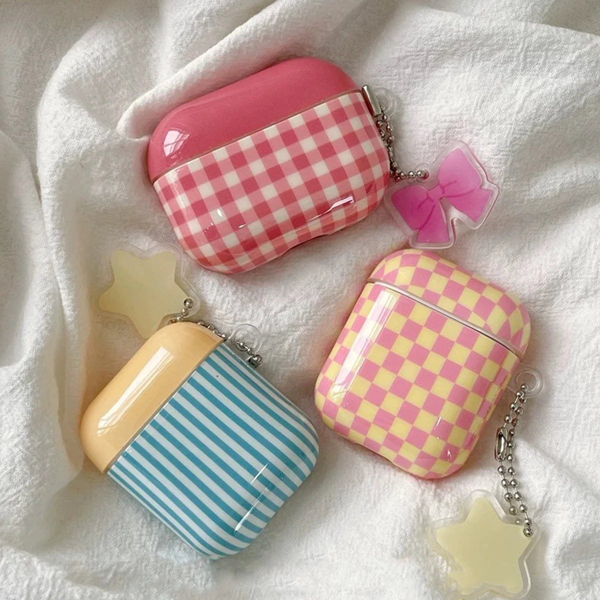 Colorful Striped Grid Case For Airpods