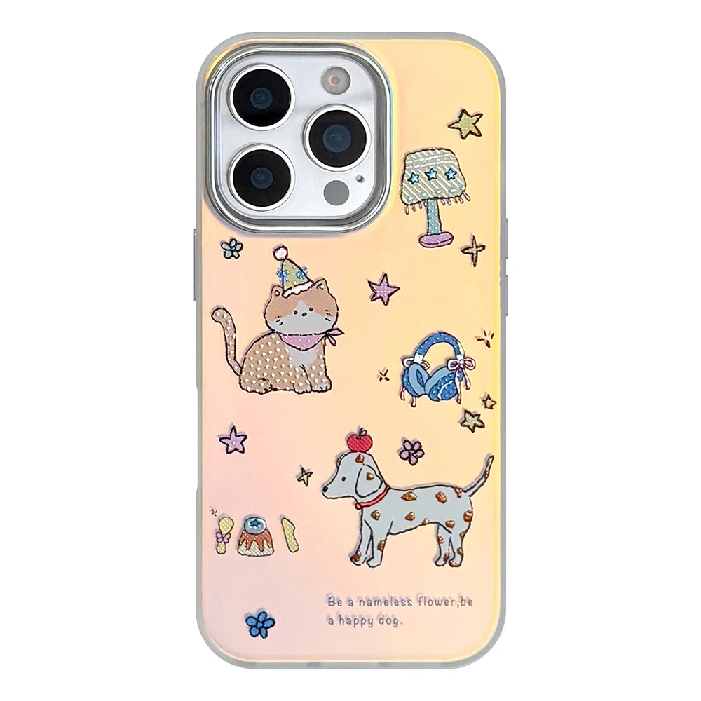 Laser Cute Puppy Kitten Phone Case for IPhone