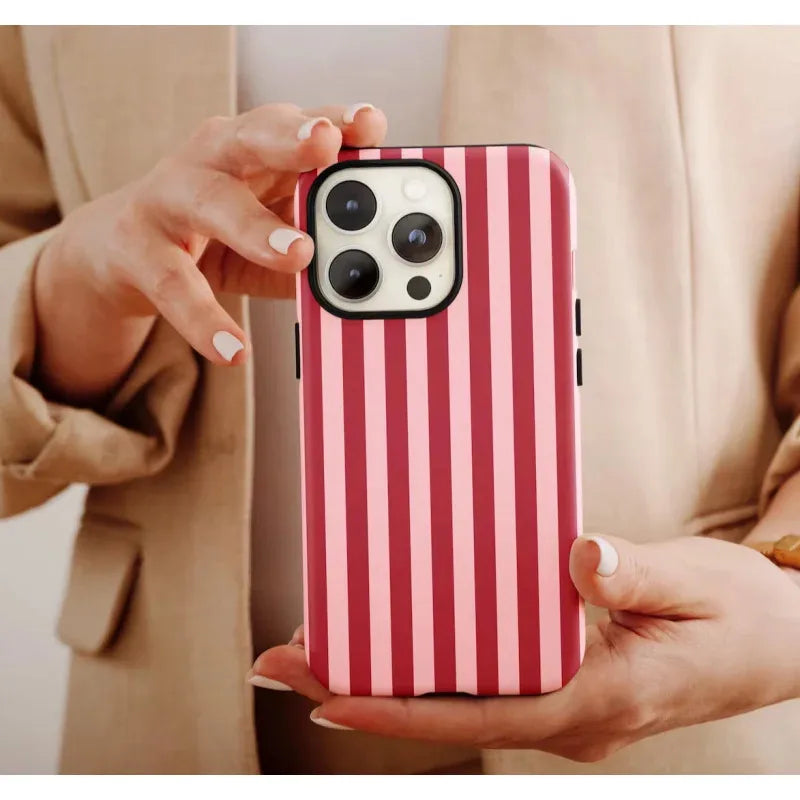 Glossy Pink stripes Phone Case for iPhone