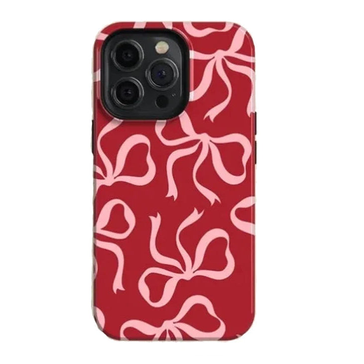 Pink Bows Red Phone Case For iPhone