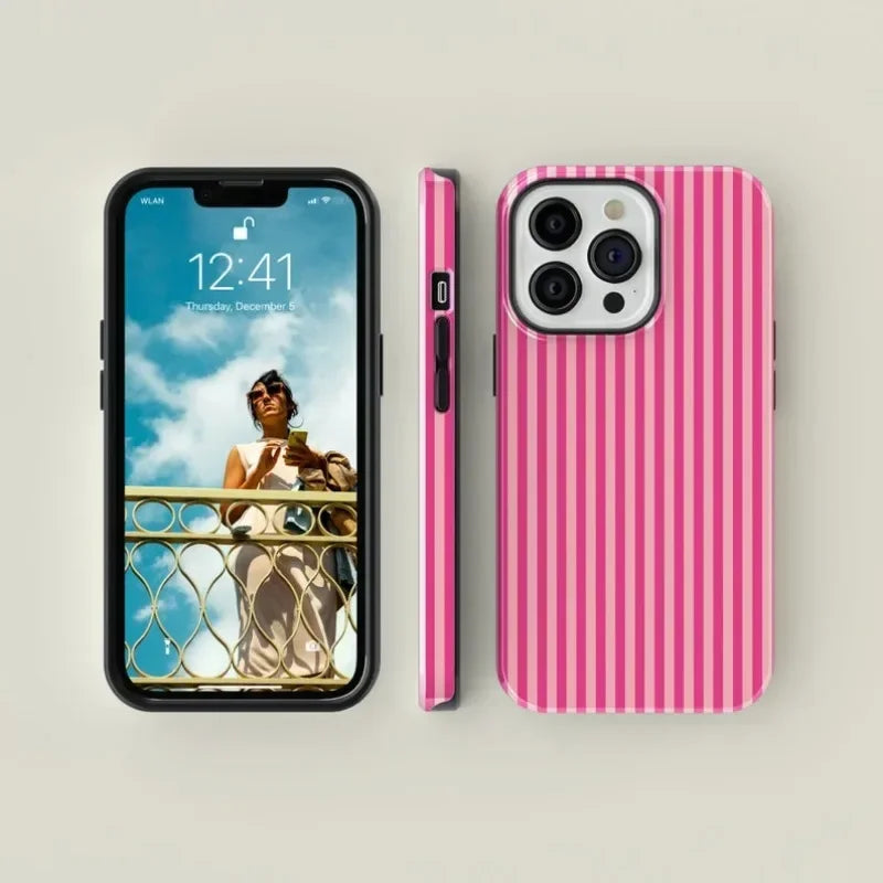Striped Pink Pink Phone Case For iPhone