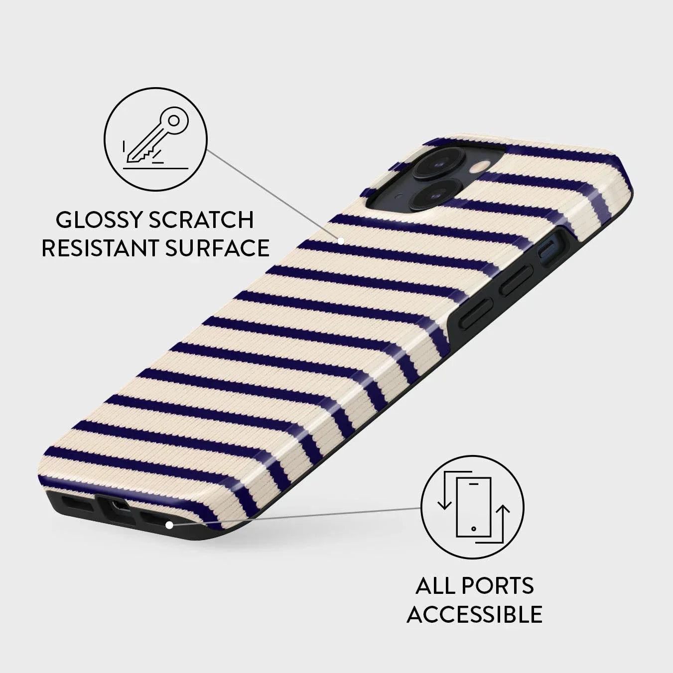 Magsafe Blue White Striped Sweater Phone Case For iPhone