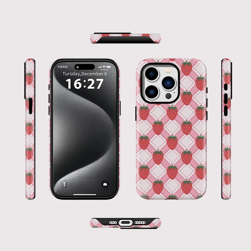 Magsafe Strawberry Grid Pattern Case for iPhone