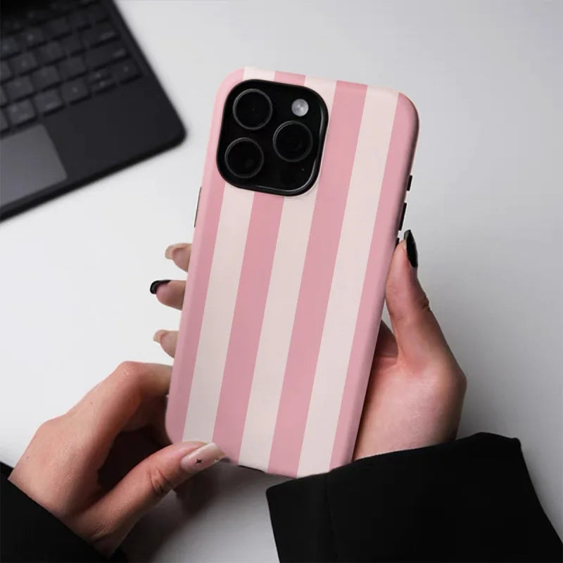 Glossy Fresh Pink Stripes Phone Case for iPhone