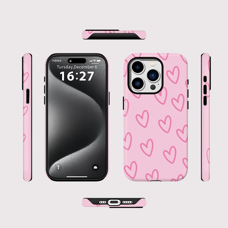 Magsafe Pink Love Heart Phone Case For iPhone