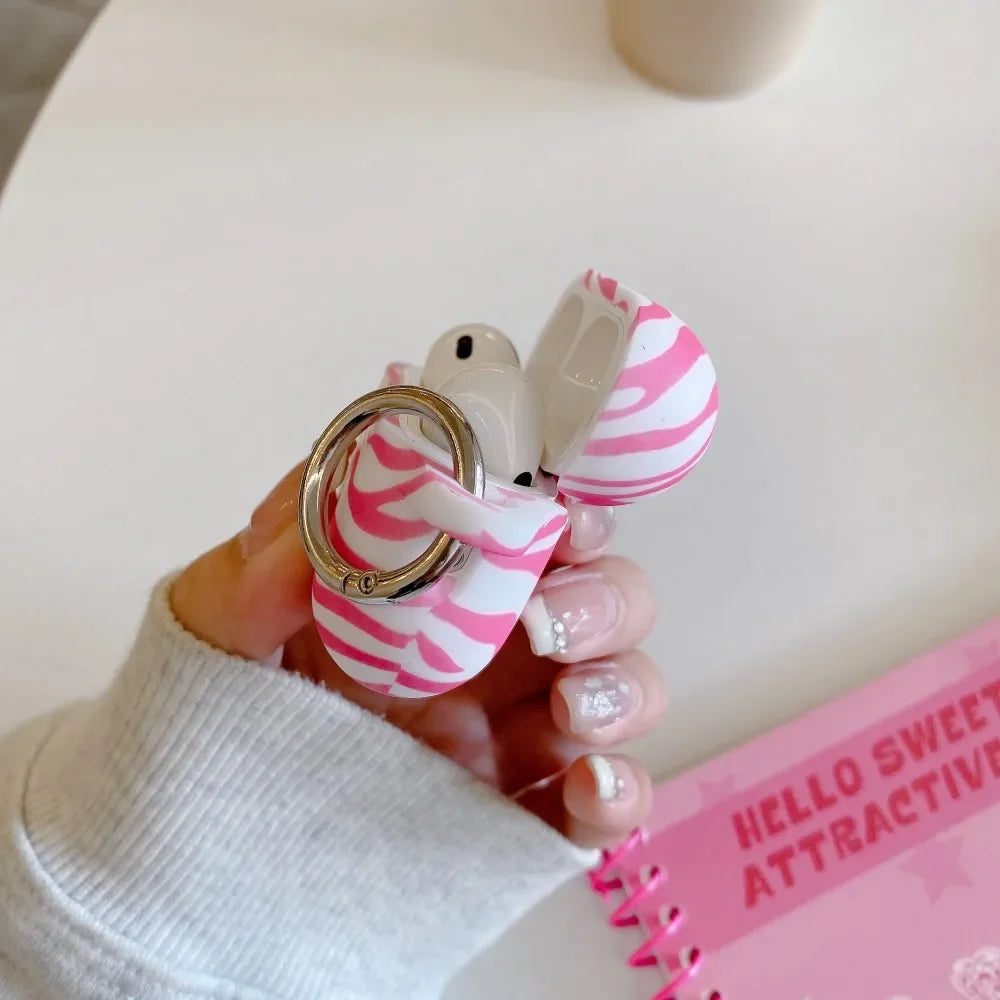 Pink Zebra Stripe Earphone Case For AirPods