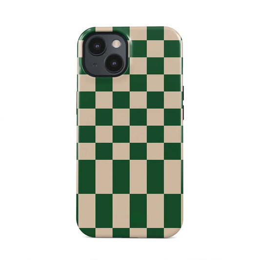 Green White Grids Simple Cute Phone Case for iPhone
