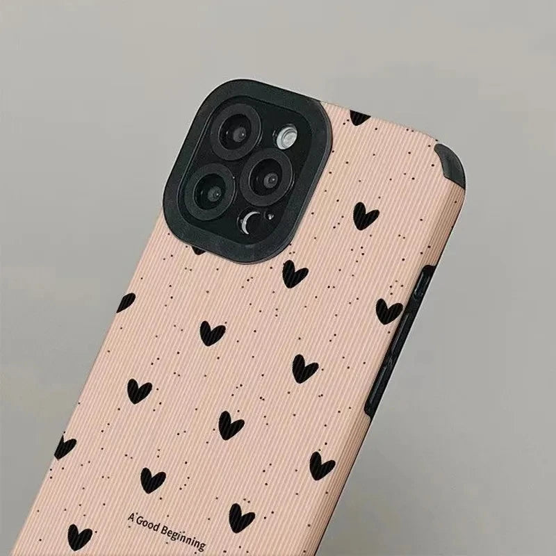 Love Heart Camera Protection Case For iPhone 15 14 13 12 11 Pro Max XR 8 7 Plus