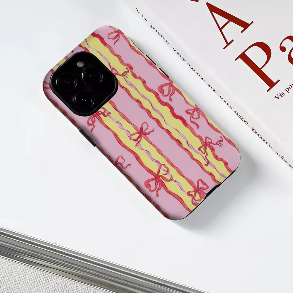 Magsafe Pink Yellow Bow Ribbon Phone Case for IPhone