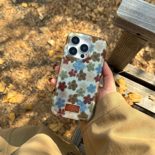 Vintage Ripple Texture Flower Pattern Phone Case for iPhone