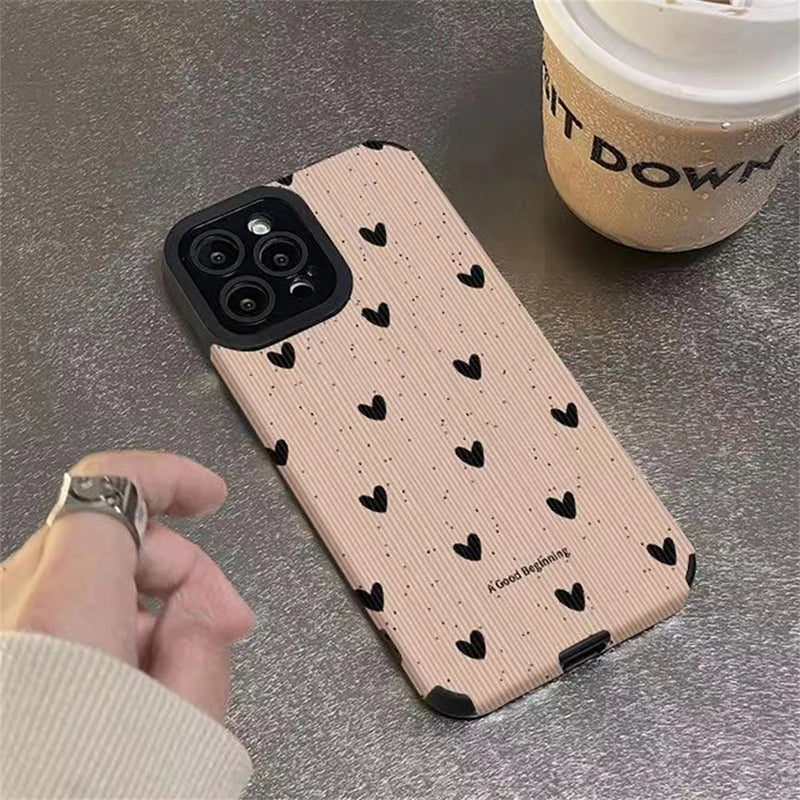 Love Heart Camera Protection Case For iPhone 15 14 13 12 11 Pro Max XR 8 7 Plus