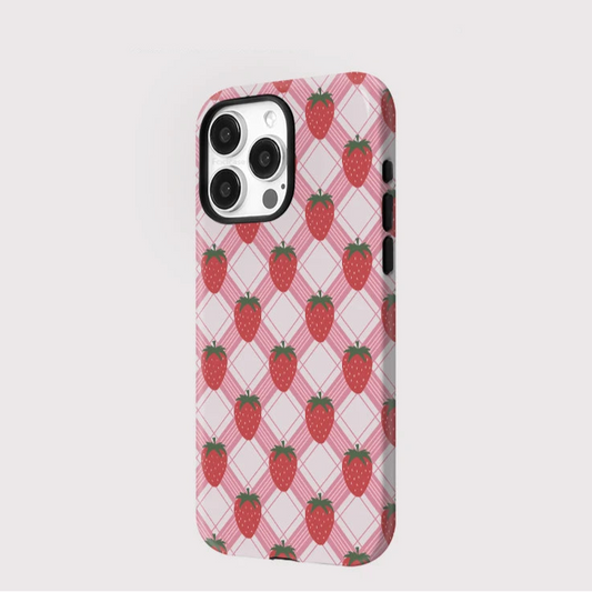 Magsafe Strawberry Grid Pattern Case for iPhone
