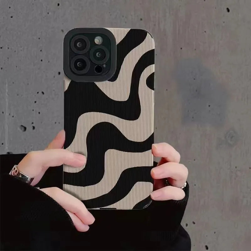 Fashion Zebra Stripe Case For iPhone 15 14 13 12 11 Pro Max XR 8 7 Plus