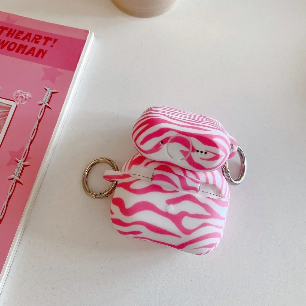 Pink Zebra Stripe Earphone Case For AirPods