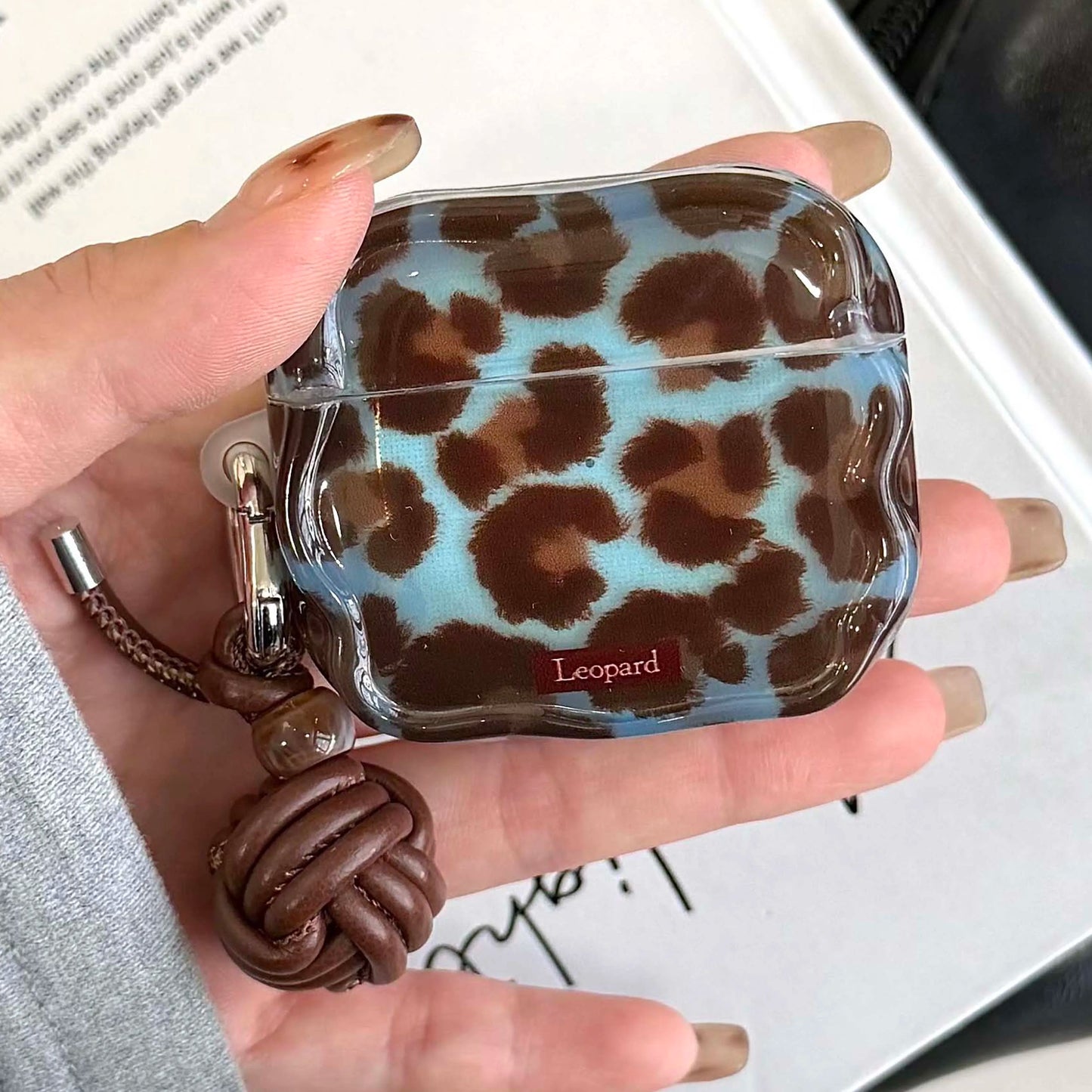 Blue Black Leopard Wavy Earphone Case for Airpods
