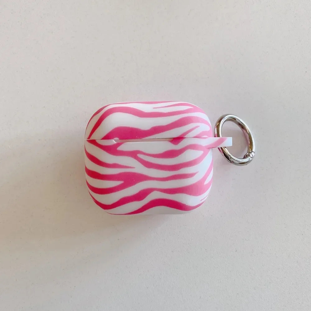 Pink Zebra Stripe Earphone Case For AirPods