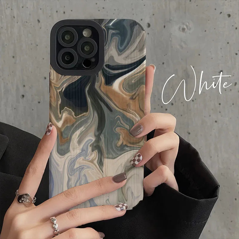 Spilling Ink Marbled Case For iPhone 15 14 13 12 11 Pro Max XR 8 7 Plus