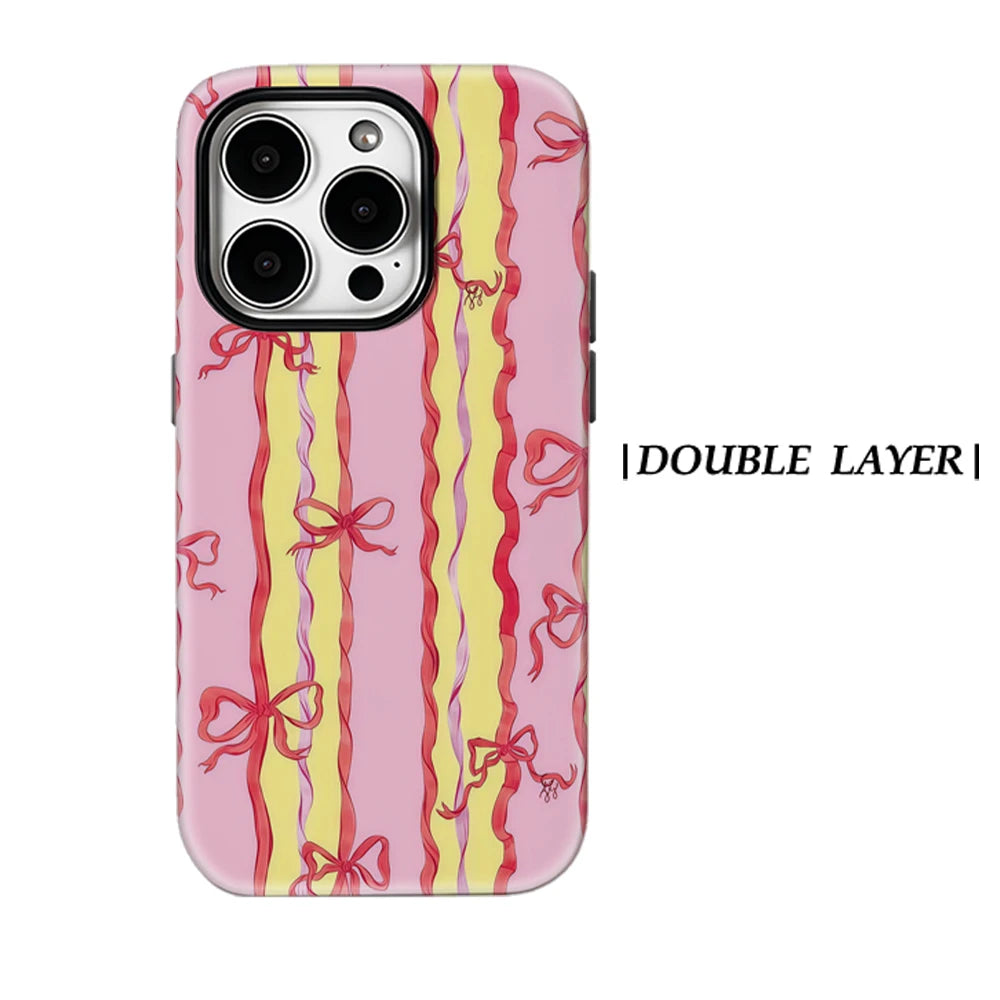 Magsafe Pink Yellow Bow Ribbon Phone Case for IPhone