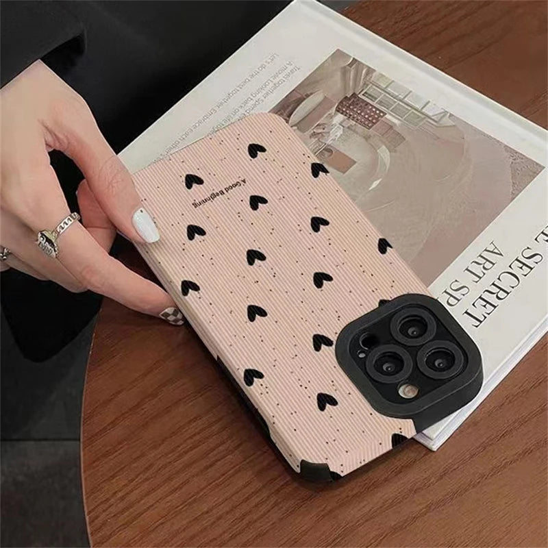 Love Heart Camera Protection Case For iPhone 15 14 13 12 11 Pro Max XR 8 7 Plus