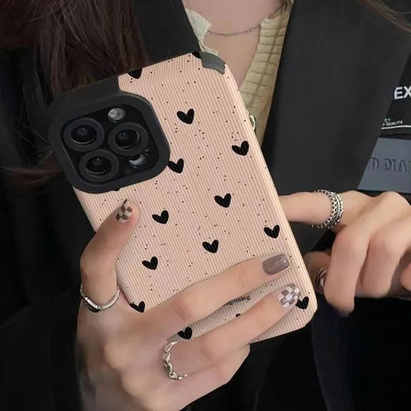 Love Heart Camera Protection Case For iPhone 15 14 13 12 11 Pro Max XR 8 7 Plus