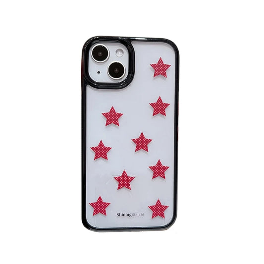 Transparent Red Stars Phone Case For iPhone