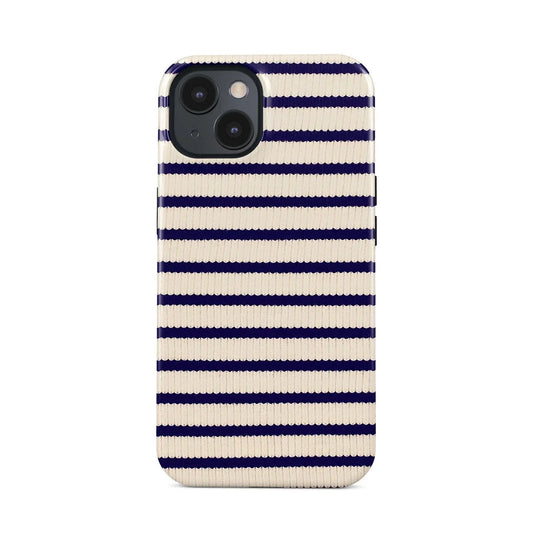 Magsafe Blue White Striped Sweater Phone Case For iPhone