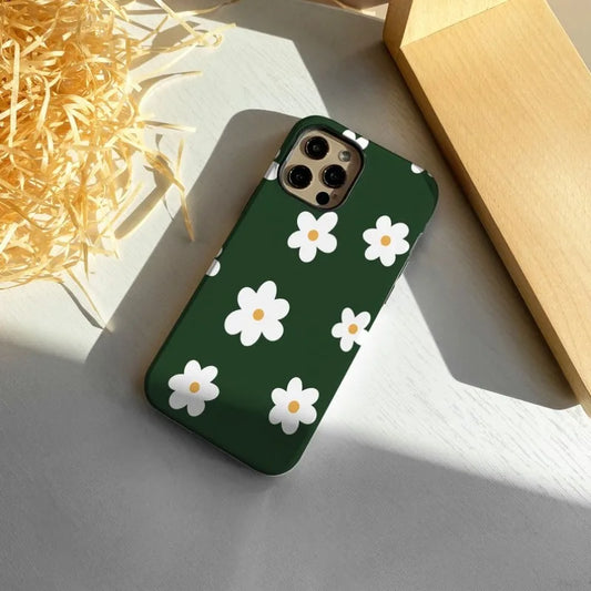 Dark Green Flowers Phone Case for iPhone