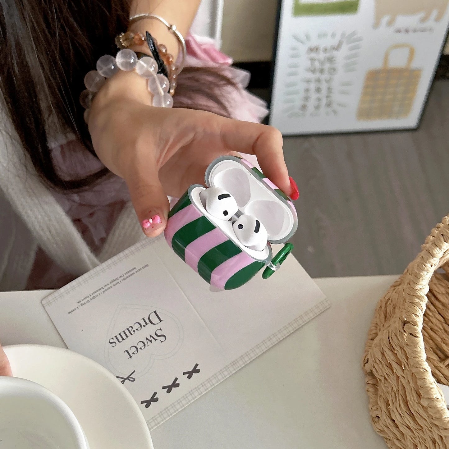Wave Stripes Glossy Splicing Color Earphone Case for Airpods