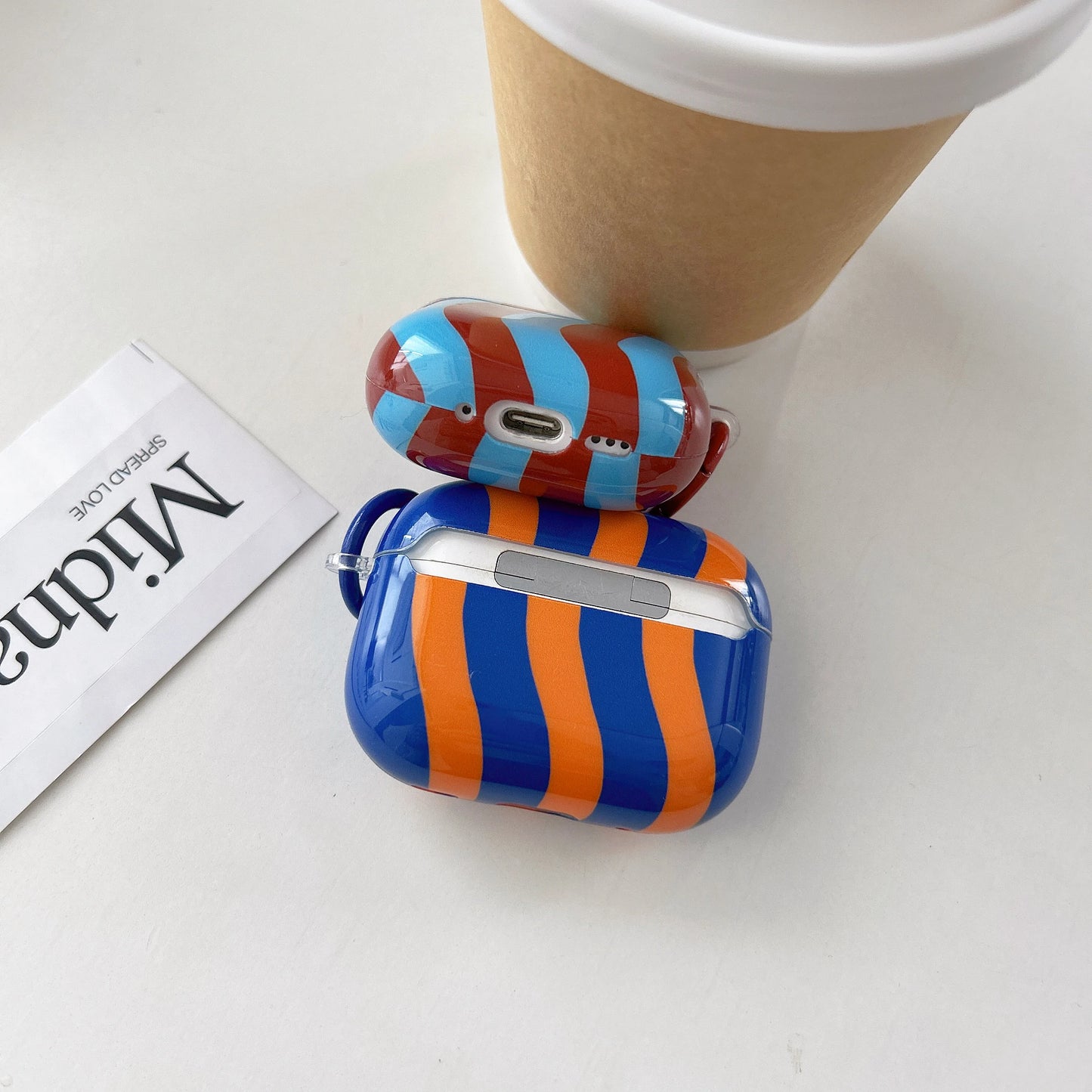 Wave Stripes Glossy Splicing Color Earphone Case for Airpods