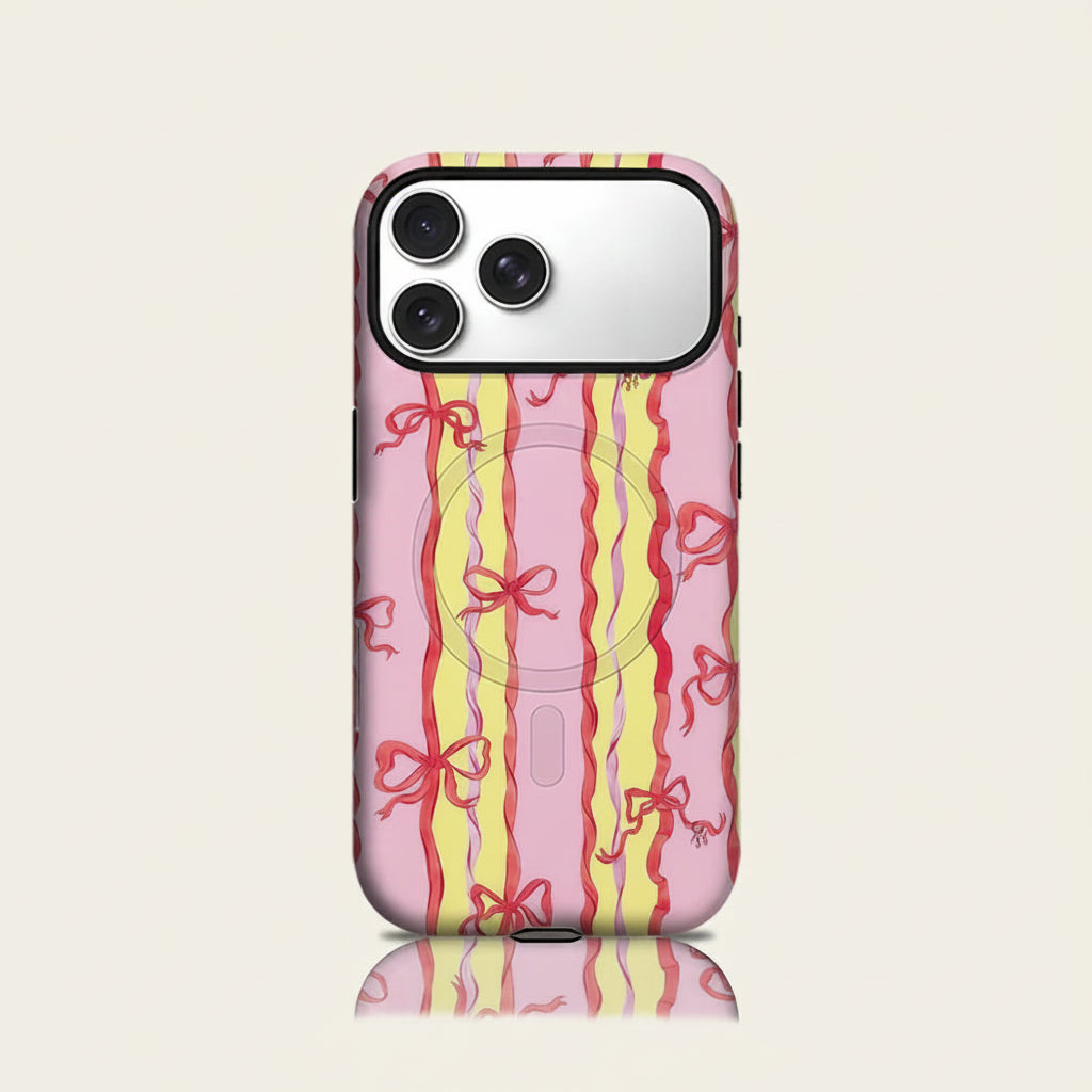 Magsafe Pink Yellow Bow Ribbon Phone Case for IPhone
