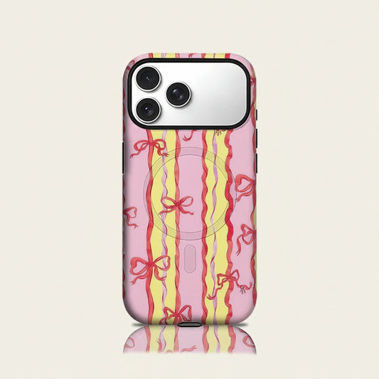Magsafe Pink Yellow Bow Ribbon Phone Case for IPhone