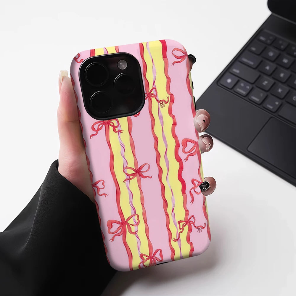 Magsafe Pink Yellow Bow Ribbon Phone Case for IPhone