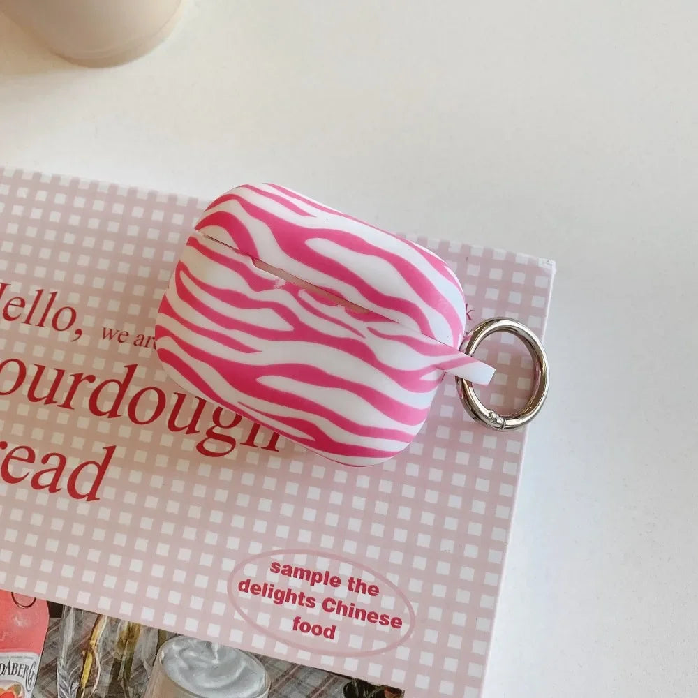 Pink Zebra Stripe Earphone Case For AirPods