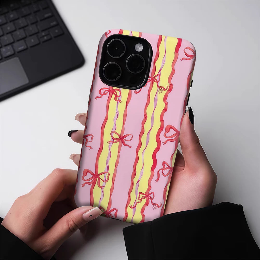 Magsafe Pink Yellow Bow Ribbon Phone Case for IPhone