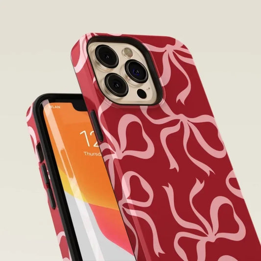 Pink Bows Red Phone Case For iPhone