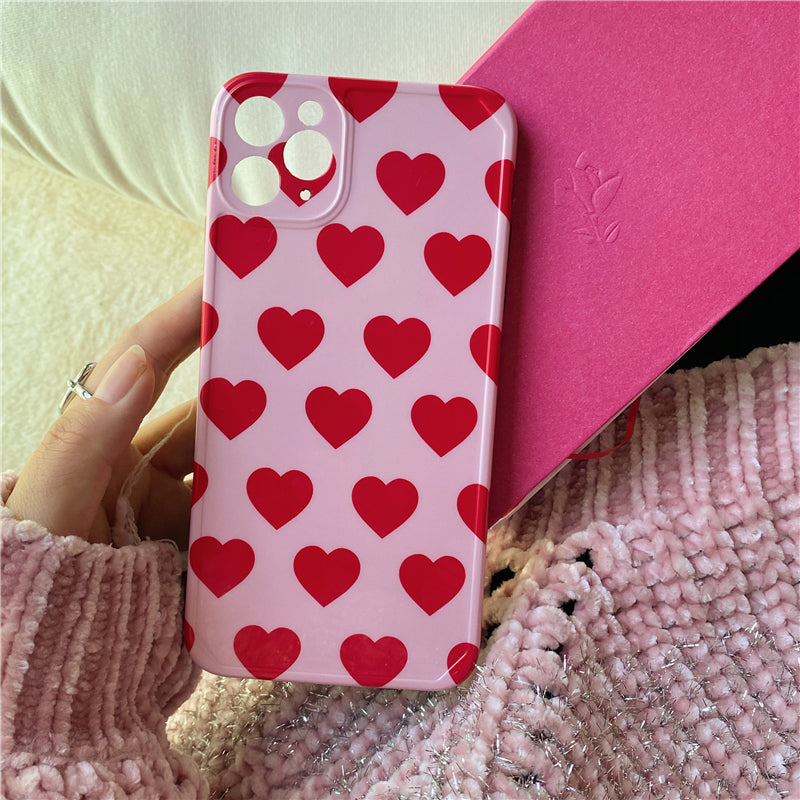 Pink Red Hearts Case For iPhone 13 12 11 Pro Max X XR XS Max 7 8 Plus